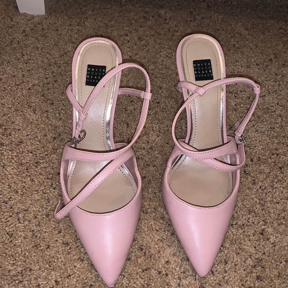 Light pink strappy short heels